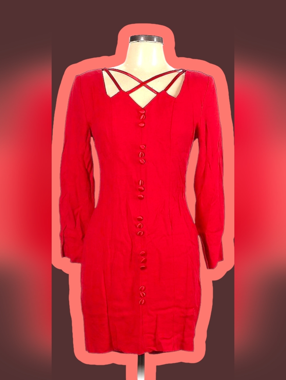 Elegant Red Button-Down Dress